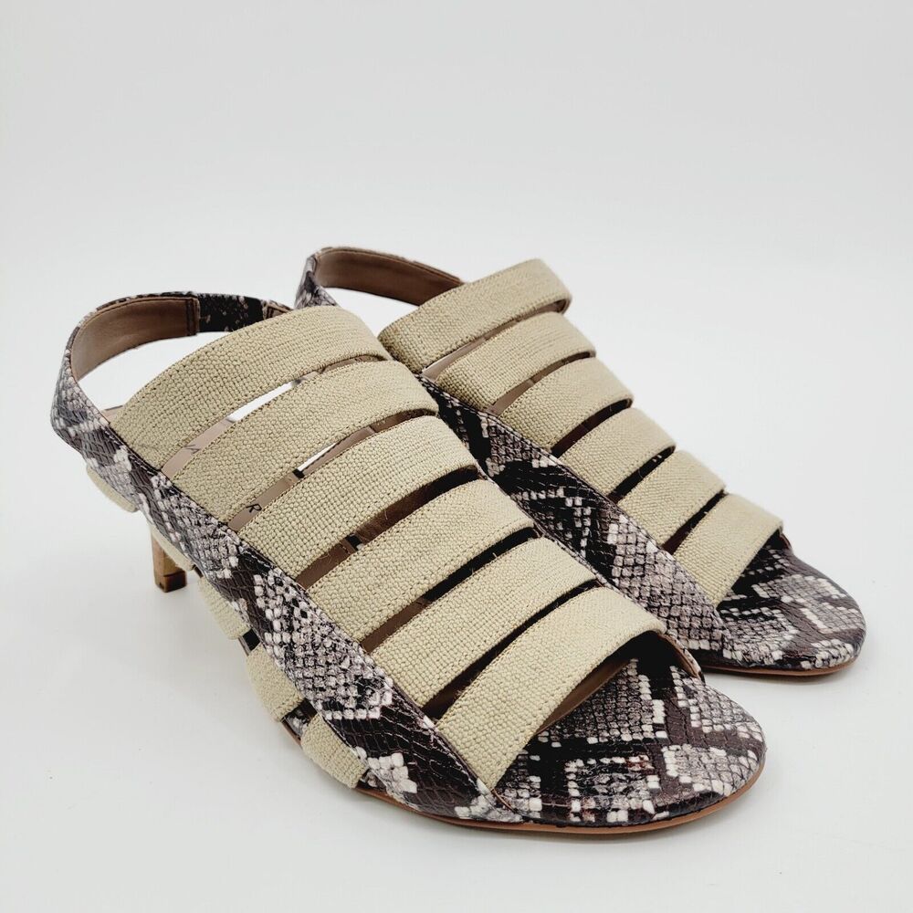Donald J Pliner Kail Elastic Sandals Size 8 Snake Print Slingback Heels Strappy